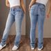 Women's Clothing Spring New Double Button Mid Waist Straight Jeans Women's Slim Temperament Trousers_ecoleips.com