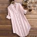 Women's Clothing Women's Fashion Striped Long Sleeved Shirt Casual Plus Size Cotton And Linen Blend For Formal & Casual_ecoleips.com