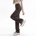 K American Retro Coffee Color Narrow Straight Leg Jeans For Women, New High Waisted Loose Fit Slimming Casual Wide Leg Pants_ecoleips.com