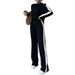 Women's Autumn Winter Two Piece Set European American Style High Waisted Color Block Trousers And Long Sleeved Top_ecoleips.com