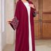 Verve Muslim Women Elegant Long Embroidered Cardigan Loose Batwing Sleeve Robe Coat_ecoleips.com