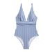 Women's Clothing One Piece Swimsuit Printed Soft Pack Bikini Triangle Striped Sexy Vacation Suit For All Seasons_ecoleips.com