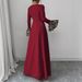 Women's Clothing Flared Sleeve Leopard Print Contrast Long Elegant Slim Dress_ecoleips.com