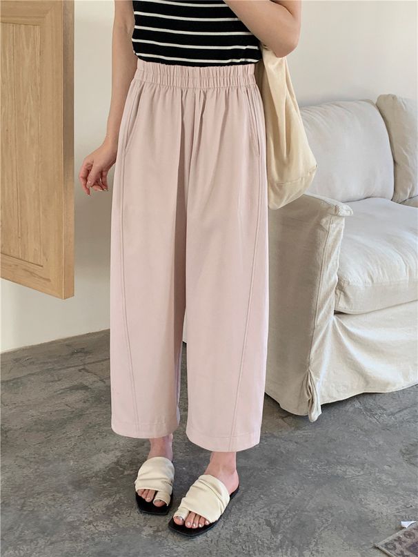 Women's Comfortable High Waist Straight Leg Cropped Pants In Soft Rayon-Cotton Blend - Lightweight And Breathable For Summer Casual Wear_ecoleips.com
