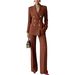 Women's Professional Blazer And Trousers Set - Solid Color Lapel Suit For Office Wear Elevate Professional Presence_ecoleips.com