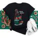 Merry Christmas Tree Santa Claus Print Plus Size Women's Loose Simple Short Sleeve T-Shirt_ecoleips.com