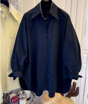 Women's Oversized Long Sleeve Shirt - Loose Fit Blouse With Pointed Collar & Puff Sleeves (White/Green/Black, Spring)_ecoleips.com