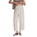 Spring Style Women's Pure Linen Cropped Pants Elastic Waist Carrot Fit Loose Long Straight Leg Slimming Versatile Pure Linen Pants_ecoleips.com