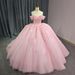 Women's Clothing Romantic Off-Shoulder Ball Gown – Pink Tulle Wedding Dress With Chapel Train (XS-3XL, Princess Silhouette, No-Label Elegance)_ecoleips.com
