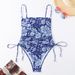 Women's Clothing Retro Floral Print One Piece Bikini Style Backless Tummy Slimming Swimwear For Women Quick-Dry Polyester, Modest Coverage_ecoleips.com