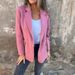 New Women's Casual Wool Lapel Button Pocket Suit Jacket_ecoleips.com