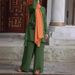 2026 Muslim Chiffon New Solid Color Pocket Irregular Fashion Hem Two-Piece Set For Women_ecoleips.com