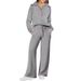 2024 Autumn Winter Fashion Casual Sports Suit Zipper Long Sleeve Sweatshirt Wide Leg Pants Two-Piece Set For Women_ecoleips.com