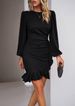 2026 Spring And Autumn New Fashion Women's Elegant Puff Sleeve Pure Color Dress_ecoleips.com