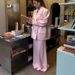 Women's Satin Midi Skirt Set Commuter Style Spring Autumn New Lapel Long Sleeved Blazer Two Piece_ecoleips.com