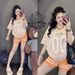 Fashion Women's Loose Fitting V Neck Short Sleeved Color Blocked Casual Running Two Piece Set Ins Inspired Women's Clothing_ecoleips.com