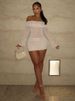 K European And American Style Women's Sexy Spicy Girl Temperament, One Shoulder Off Shoulder Semi Transparent Sparkling Tight Dress_ecoleips.com