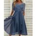 Women's Clothing Dress Chiffon Splicing Lace Hollow Long Skirt Bridesmaid Evening Dress Women's Clothing_ecoleips.com