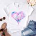 Pink Heart Pattern Simple Cartoon Women's Clothing Half Sleeve Trendy Loose Plus Size T-Shirt For Women_ecoleips.com