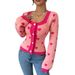 European American Cross-border Autumn And Winter Women's New Loose-fitting Cute Heart-patterned Knitted Cardigan_ecoleips.com