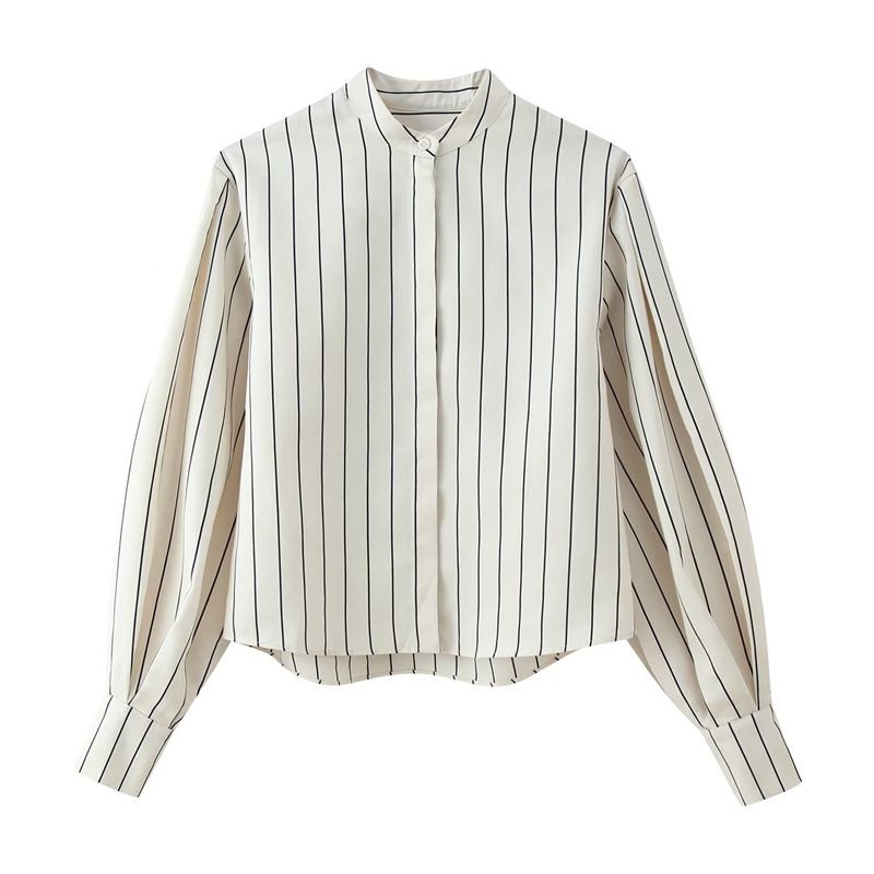 Voya Voya Women's Foreign Trade 2026 Spring New European American Style Women's Fashion Striped Shirt And Pleated Casual Suit_ecoleips.com