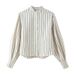 Voya Voya Women's Foreign Trade 2026 Spring New European American Style Women's Fashion Striped Shirt And Pleated Casual Suit_ecoleips.com
