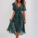 Women's Loose Casual V Neck Floral Print Dress Comfortable_ecoleips.com