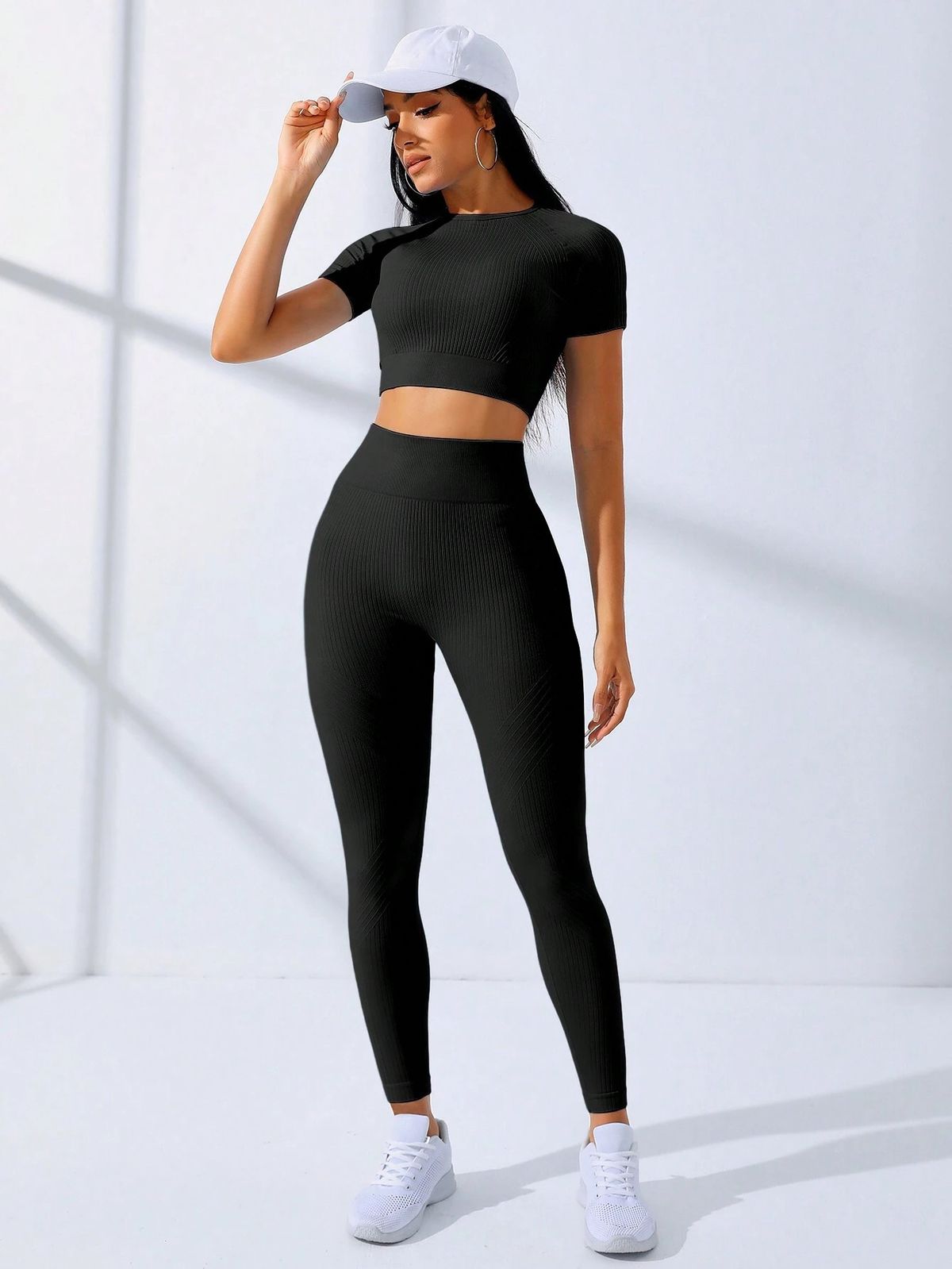 Women's Clothing Suit Women's High Waist Hip Lifting Navel Exposed T Shirt Outdoor Running Training Suit_ecoleips.com