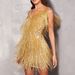 2024 Independent Station Tassel Sequin European And American Elegant V-neck Sleeveless Short Even Dress Women's_ecoleips.com