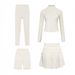 Women's Clothing Slim Fit Four Piece Set Short Jacket Cropped Pants Mini Skirt Elastic Sports Jacket In Stock_ecoleips.com