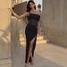 Women's One-Shoulder Bodycon Dress With Mesh Side Panel And Ruching, Elegant Asymmetrical Mini Dress For Night Out_ecoleips.com