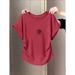 Women's Cotton Short Sleeve T-Shirt – Slim Fit, Wrinkle-Design, Summer Casual Top With Shoulder Seam Detail_ecoleips.com