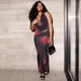 Sexy Print Halter Neck Open Back Top Slim Hip Wrapped Skirt Two Piece Dress Set Women Summer Party Outfit_ecoleips.com