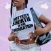 American Retro Basic Letter Short Sleeved T Shirt, Summer Women's Sexy Slim Fit, Off Shoulder, Cropped Top, Versatile._ecoleips.com