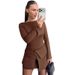 European And American Style Women's Winter Short Dress D25ST523 with Folded Button Skirt Two Piece Set Slightly Flared Long Sleeved_ecoleips.com
