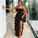 Women's Sexy Ruffled Strapless Dress Slit Sleeveless off Shoulder European And American Style Summer New Cross Border Fashion_ecoleips.com