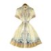 Summer Floral Print Dress for Women Korean Style Slim Fit Waist Defining Elegant A-Line Skirt Commuter Wear 2026 New Resort_ecoleips.com