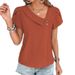 European American Women's Washed Cotton Top Asymmetrical Neck Solid Color Summer Blouse Elegant Fashion Style_ecoleips.com