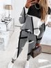 Women's Autumn Winter Fashion Color Block Print Long Sleeve Casual Suit New_ecoleips.com