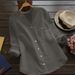 2026 European And American Foreign Trade Women's Tops, New Cotton-linen Solid Color Long-sleeve Plus-size Casual Loose_ecoleips.com