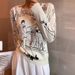 Spring New Fine-knit Ultra-thin Semi-transparent Long-sleeve Women's Niche Design Cardigan Graffiti Sweater Jacket_ecoleips.com