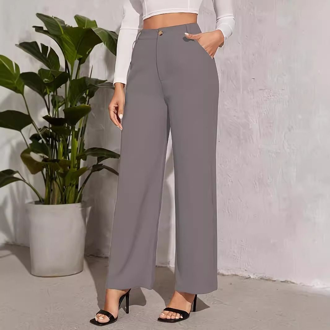 Aria Basics 2025 Cross-Border European And American New Style Spring Autumn Summer Women's Solid Color High Waist Draped Comfortable_ecoleips.com