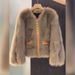 Women’s Faux Fox Fur Coat – Elegant Bouclé Tweed Jacket | Chunky Knit-Like Texture, Fashionable Outerwear For Fall & Winter_ecoleips.com