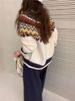 Dongdaemun-Inspired Chunky Knit Sweater – Jacquard Color-Block Pattern, Oversized Fit & Drop Shoulder Sleeves_ecoleips.com