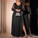 Elegant Plus Size Mesh Panel Evening Gown - Sparkling A-Line Party Dress For Women (0XL-5XL)_ecoleips.com
