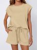 K New Round Neck Loose Short Sleeved Two-piece Set For Women_ecoleips.com