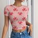 Women's Clothing Women's Fashionable Bow Print Short Round Neck T-Shirt Top Casual Sporty Digital Design For Spring Summer_ecoleips.com