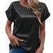 Women's Satin Short Sleeve Blouse – Breathable & Comfortable Round Neck T-Shirt, Loose Fit Casual Top For Work & Daily Wear (Multiple Colors & Sizes)_ecoleips.com