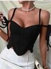 Women's Sexy Boned Cami Top With Adjustable Straps, Y2K Strap Detail Bustier Vest For Clubbing And Date Nights_ecoleips.com