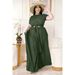 AP7025 plus Size Women's Two Piece Set European American Fashion Solid Color Cross Strap Swing Skirt for plus Size Women_ecoleips.com